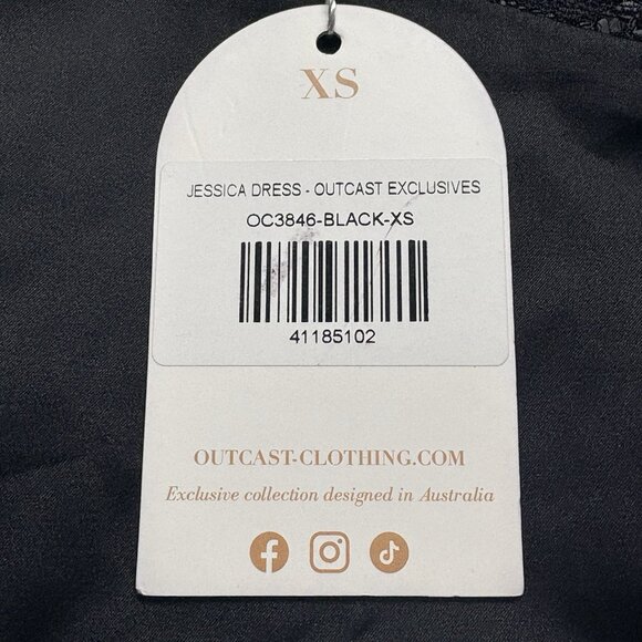 OUTCAST Women Satin Lace Jessica Mini Dress Sz XS Black Alluring Sleek Sexy 5-10 - Picture 15 of 16